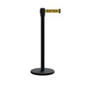 Montour Line Retractable Belt Rolling Stanchion, 2ft Black Post  9ft. Cau...Belt ME530-BK-CAUYB-90